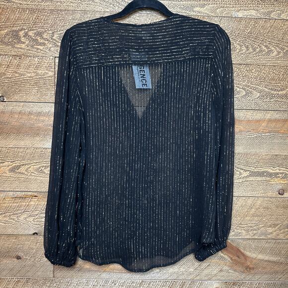 L'Agence Sheer Black silk Blouse with Metallic pinstripe Size Small NWT - Picture 3 of 3